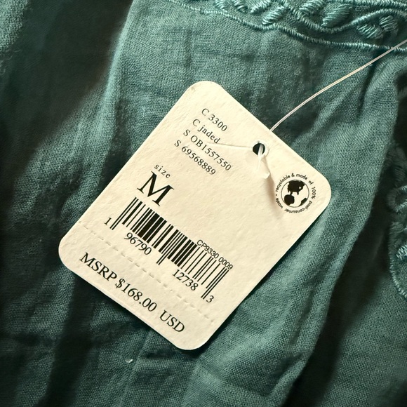 Free People Green Smocked Crop Blouse - Picture 6 of 6